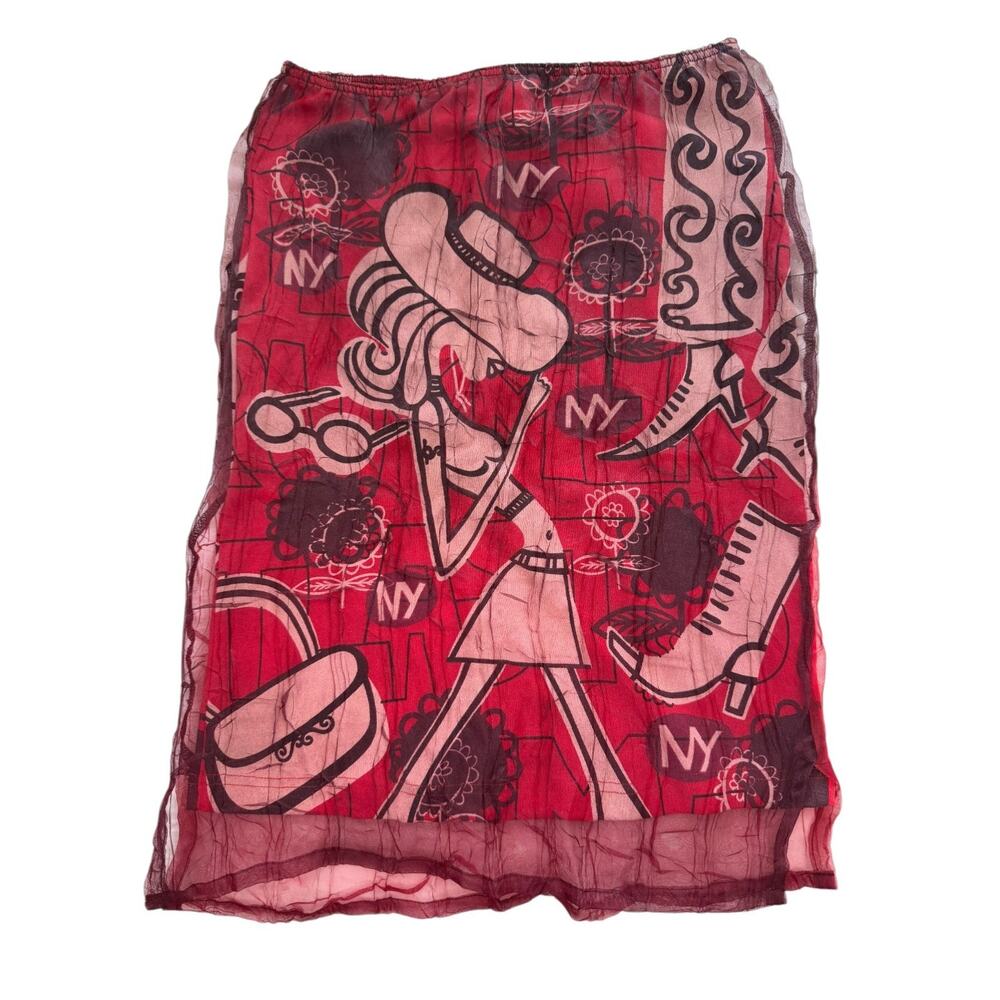 SOLD* Custo Barcelona Y2K Vintage Mesh Graphic Skirt Shopping Girl Cyber